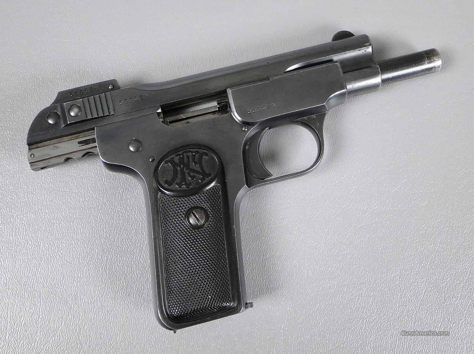 FN Model 1900 semi-auto pistol, 7.65mm cal., 4 barrel 