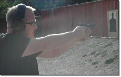 Shooting the PPK.ย While heavier than the LCP, recoil was still fairly stout. Shooting the PPK.ย While heavier than the LCP, recoil was still fairly stout.