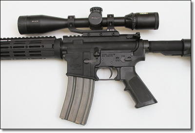 Our review scope is the flagship 3-12 power M-223, that here is mounted on a STAG Arms Model 3 with integrated rails. Note that the M-223 mount is free through May of 2011 with a special promotion from Nikon. If you miss the promotion, buy the mount anyway. It is far better than random cheap scope rings and will make your AR-15 package look, feel , and perform like the advanced weapons system It was created to be. Our review scope is the flagship 3-12 power M-223, that here is mounted on a STAG Arms Model 3 with integrated rails. Note that the M-223 mount is free through May of 2011 with a special promotion from Nikon. If you miss the promotion, buy the mount anyway. It is far better than random cheap scope rings and will make your AR-15 package look, feel , and perform like the advanced weapons system It was created to be.