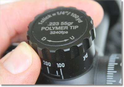 The specifications for the 3-12 power model are listed right on the top of the adjustment cap