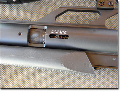 Graduated power adjustment is provided with the power wheel standard on all utility rifles