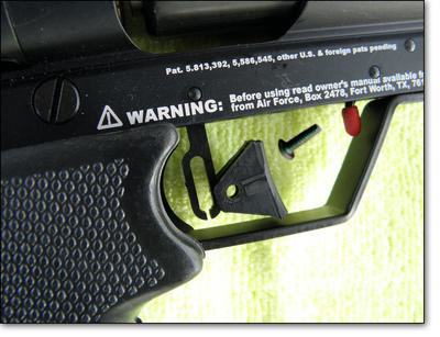 The trigger is adjustable via a long slot in the trigger and a movable trigger shoe