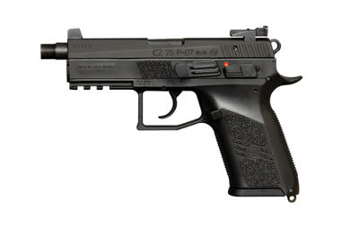 CZP07Threaded Enough shooters requested a P-07 Duty threaded from the factory to accept a sound suppressor. CZ responded with a model that accepts a one-inch Slimline can.