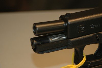 The recoil assembly (shown here) helps tame the recoil of the .357 Sig round.
