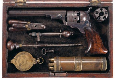 lot1086 This cased presentation Colt No. 3 Belt Model Paterson revolver with full complement of accessories is “fresh” meaning it has never before been offered at auction.