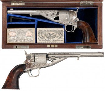 lot3174 This is “Tim’s” Colt Navy Cartridge revolver serial number 1. It has remained in his family for the past 142 years and this is the first time it has been seen outside the family.