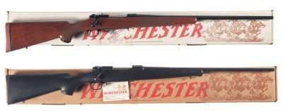 lot565 If you’re just looking for a new deer rifle, there are plenty of lots like this one that has two modern Winchester Model 70 rifles.