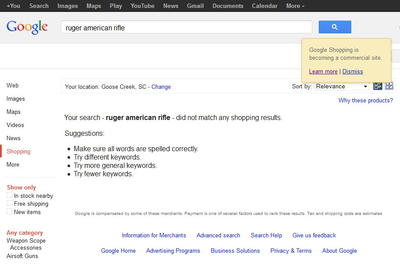 Google Bans Guns in Shopping - Good News for Stocking Gun Dealers Google Bans Guns in Shopping - Good News for Stocking Gun Dealers