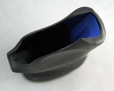 There’s a blue insert in the back of the Hogue grip to cushion recoil.