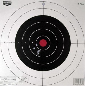 My best group firing double action from 21 feet was an inch and a quarter with Herters 158gr, .38 Spcl., FMJ. This gun is capable of shooting better than I can.