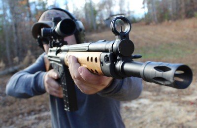 The wooden forend offers excellent insulation for a smoking hot barrel.  