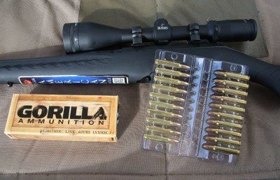 This was also our first outing with Gorilla Ammo, a new advertiser here. The ammo comes in a wallet, and these .223 rounds are loaded with 55-grain plastic-tipped Sierra bullets.