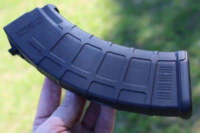 The dull sheen of the PMAG's polymer coat won't reflect too much light.
