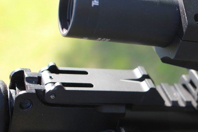 The AKARS pins in place where the rear sight leaf goes.  