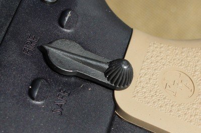 The texture on the selector switch allows for easy manipulation, and the safety can be engaged or disengaged silently. 