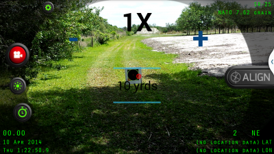 This is a screenshot of what you see. Using 1x at 10 yards on this phone there is actually a slightly wide angle effect. 