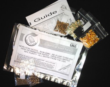 This is the package that you get from the Ebay seller called MySeedCellar, which I have so far found to be the absolute best buy. Big fat packs of seeds, plus some planting and seed saving guidelines, inside a Mylar envelope for all of sixteen bucks. 