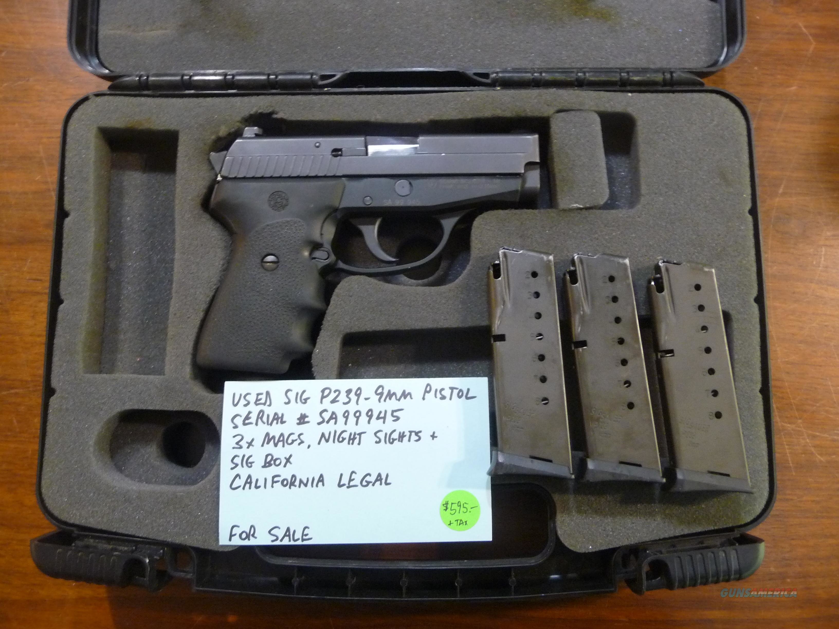 CALIFORNIA LEGAL!!! Used Sig P239, 239 9mm Pis... for sale