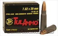 7.62x39 122gr JHP TulAmmo (20 Rnd Box) for AK/SKS chambered in 7.62x39  Ammunition