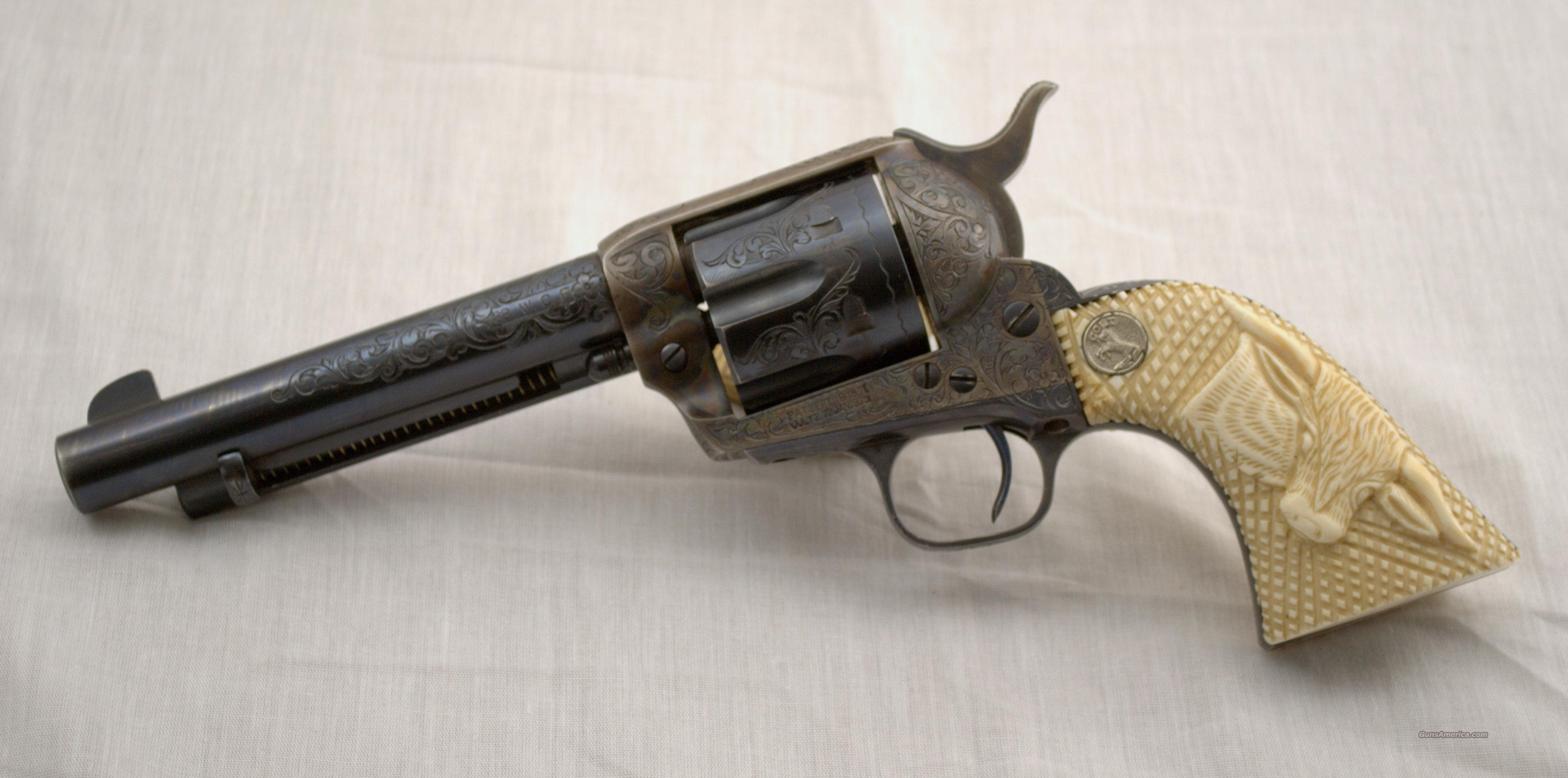 COLT SINGLE ACTION ARMY FACTORY ENGRAVED IVORY for sale