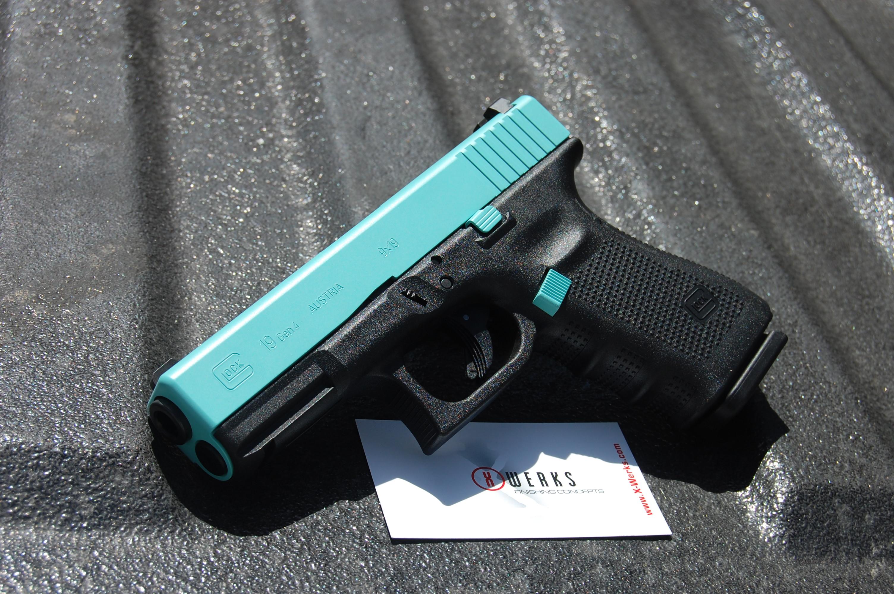 Werks Glock 19 Gen 4 Tiffany Blue 9mm No CC Fee Guns  Pistols  Glock ...
