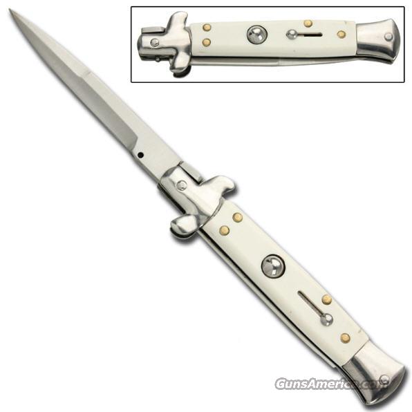 White Pearl Handle Auto Stiletto switchblade fr... for sale