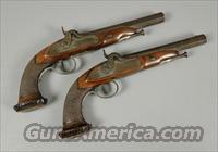 Antique Matched Pair of Damascus Barreled Belgian Percussion Pistols  Antique (Pre-1899) Pistols - Perc. Misc.