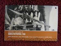 BROWNING OWNERS MANUAL 92 LEVER ACTION RIFLE  Manuals - Print