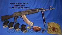 Black Widow AK47-KF© KRINKLE FINISH custom built AK47 rifle!  CUSTOM BLACK KRINKLE STOCK FINISH+DRAGON CLAW BIPOD+FOUR 30RD POLYMER MAGS+ONE 40RD BULGARIAN CLEAR MAG+TWO MAG POUCHES+SLING+CLEANING KIT+MORE!  AK-47 Rifles (and copies) > Full Stock