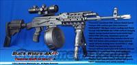 BLACK WIDOW AK47©+FLUTED BARREL+GUN-KOTE™+ISRAELI FAB DEFENSE VERTICAL FOREGRIP BIPOD COMBO+M4 TARGET STOCK+ KOREAN 75RD DRUM+BEC 3X9 SCOPE+RAZR™ MUZZLE BREAK+SINGLE POINT SLING+MORE!   AK-47 Rifles (and copies) > Full Stock