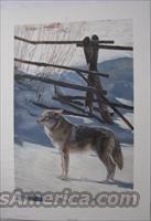 Terry Isaac's "Rail Fence-Coyote"  Artwork