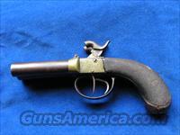 British Double Barrel Percussion Overcoat PISTOL Brass  A Misc Pistols