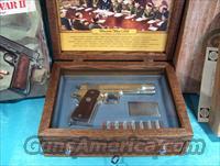 COLT - WOTLD WAR II COMM. EUROPEIAN THEATER - NICKEL - 45 ACP - W/DISPLAY CASE + BOOK  Colt Commemorative Pistols