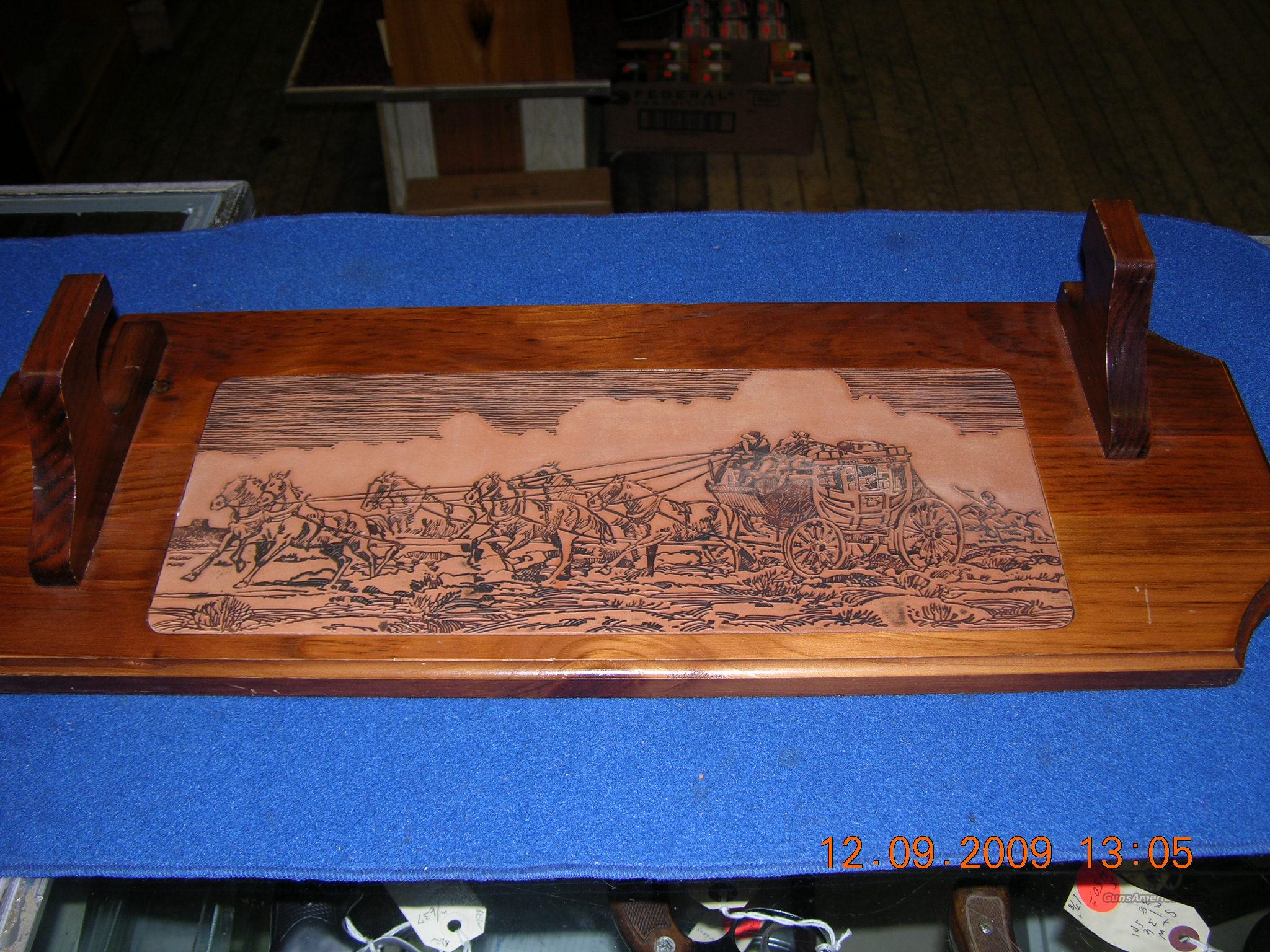 "John Wayne" Wall Rack w/Stagecoach scene in Em... for sale