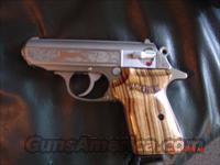 Walther PPKS 1 of 1000,engraved Gold tiger in jungle scene,bamboo type grips,380acp,box,papers,etc.looks like new,satin stainless,7 round mag  Walther Pistols > Post WWII > PPK Series
