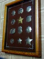 SHERIFFS STERLING SILVER BADGES IN A DISPLAY  Cowboy Action/Western