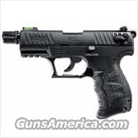 Walther P22 Semi Auto Handgun .22LR 3.4 Barrel 10 Rounds Tactical Threaded Barrel Fiber Optic Front Sight Adjustable Rear Sight Black QAP22522 Click here to view a larger image Walther P22 Semi Auto Handgun .22LR 3.4" Barrel 10 Rounds Tact  Walther Pistols > Post WWII > P22