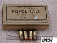 Ammo: Cold War Era 1962 Winchester – Olin Mathieson .45 ACP Full Box Exc  Collectible Cartridges
