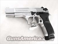 American Tactical HP9 Chrome 5 inch Double Action Hi-Power Descendant 21 Shot accepts Sig Magazines  KBI/FEG Pistols