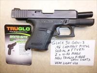 Used Glock 30 .45 Cal Pistol w Fiber-Optic Sights, 2 x Mags & Glock Box