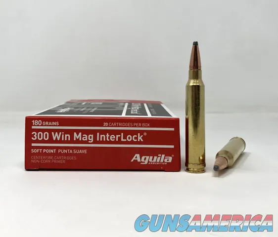 Aguila 300 WIN Mag Ammunition 180 Grain Interlock Soft Point Boat 