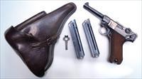 1937 S/42 NAZI MILITARY GERMAN LUGER RIG WITH 2 MATCHING # MAGAZINES