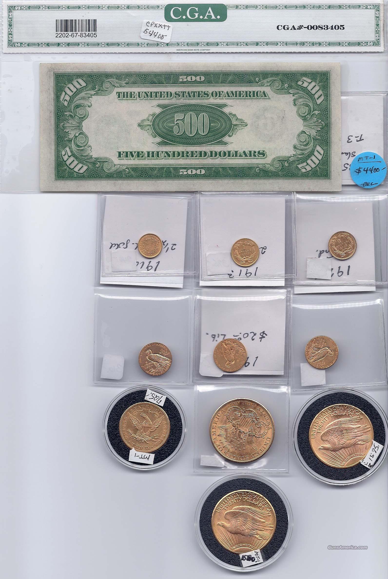 US GOLD COINS & 500 FEDERAL RESERV... for sale at