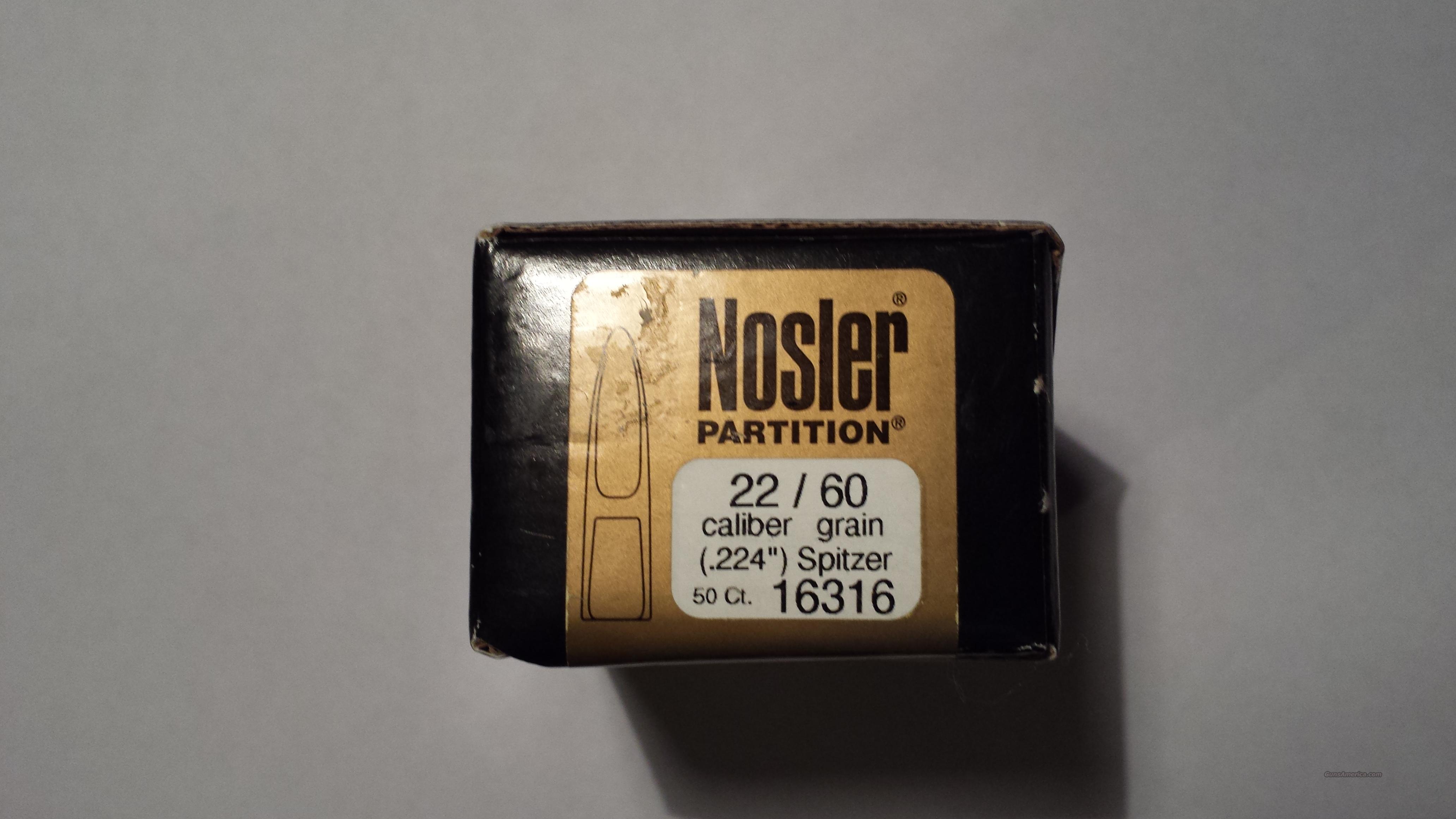 22 Caliber Nosler Partition Bullets... for sale at