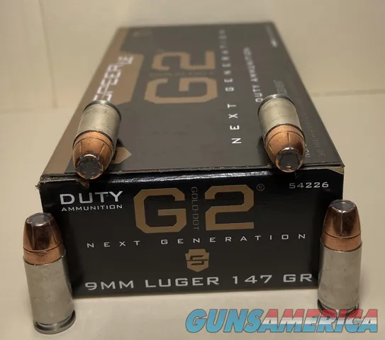 SPEER GOLD DOT LE DUTY G2 9MM, 147 GRAIN JACKETED HOLLOW POINT 50rds/Box