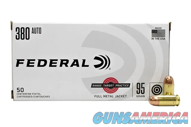 Federal Range Target 380 ACP 95 Grain FMJ 50rd Box