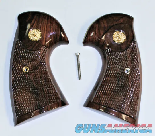 Colt Python or 2021 Anaconda Rosewood Grips, Checkered With Medallions