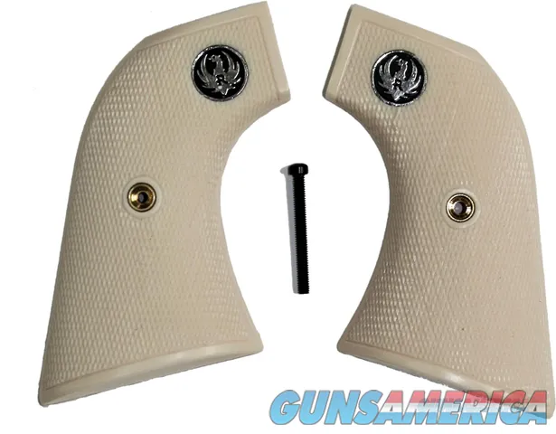 Ruger New Vaquero 2005 & 50th Anniv. Blackhawk .357 Ivory-Like Grips, Checkered With Medallions