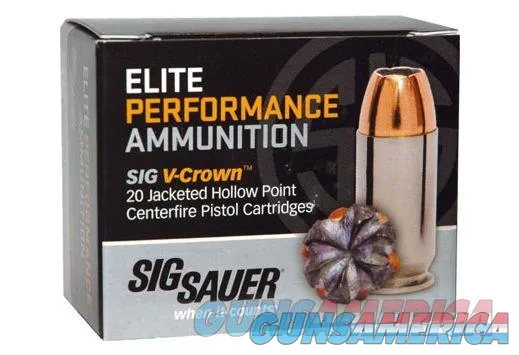 200 rnd Case Sig Sauer Elite V-Crown 124gr. JHP 9mm Ammunition VCROWN 124 E9MMA2-20