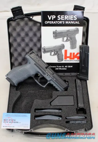 Heckler & Koch VP9 semi-automatic pistol ~ 9mm ~ GREY FRAME ~ Case, Manual and (3) Magazines